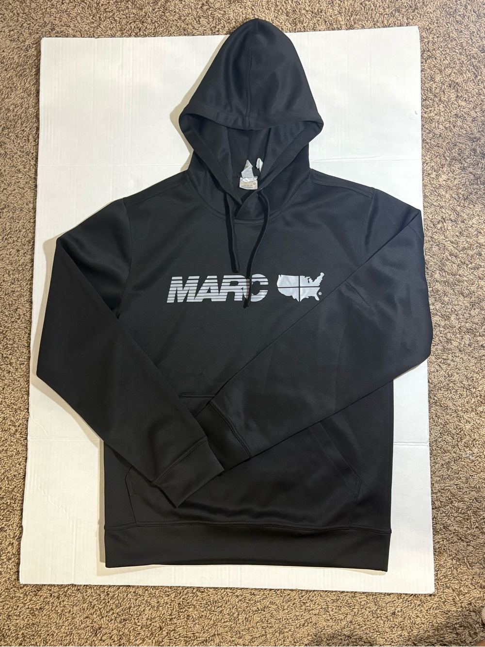 Marc Logo Black Hooded Pullover Sweatshirt